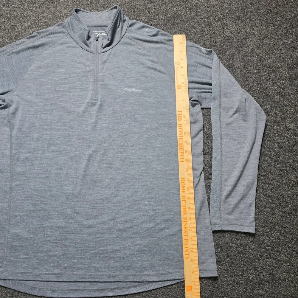 Eddie Bauer First Ascent Merino Wool 1/4 Zip Gray Mens XL Long Sleeve Outdoors